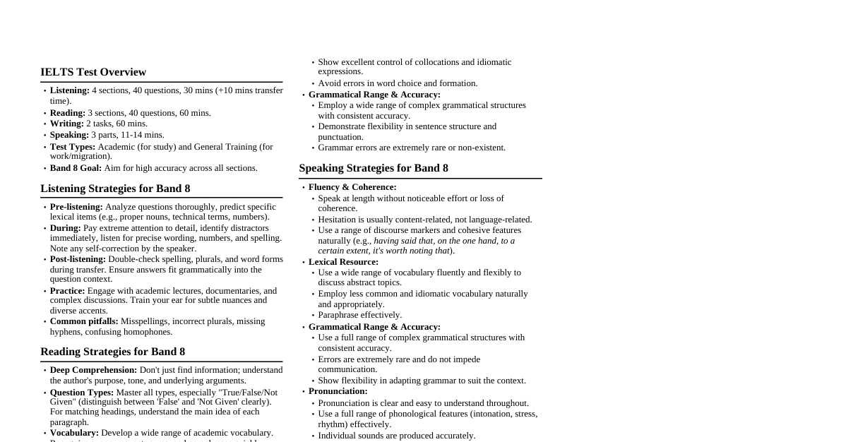 IELTS Band 8 Preparation