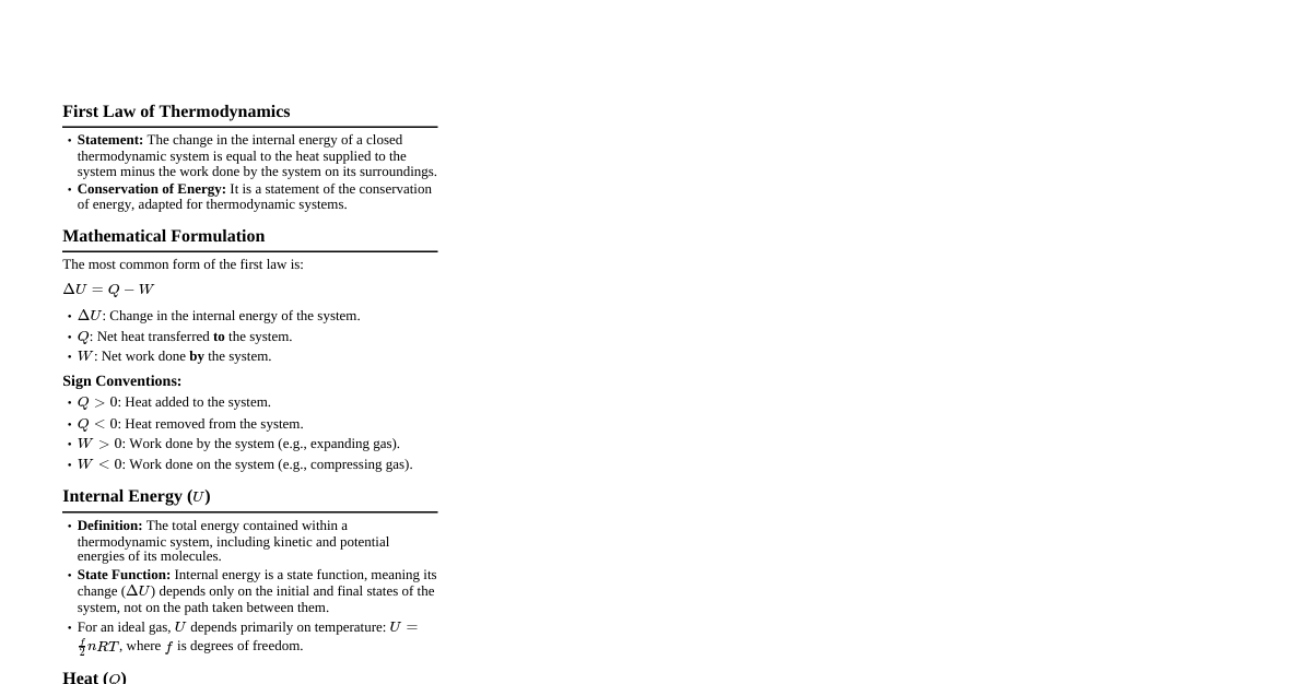 First Law of Thermodynamics