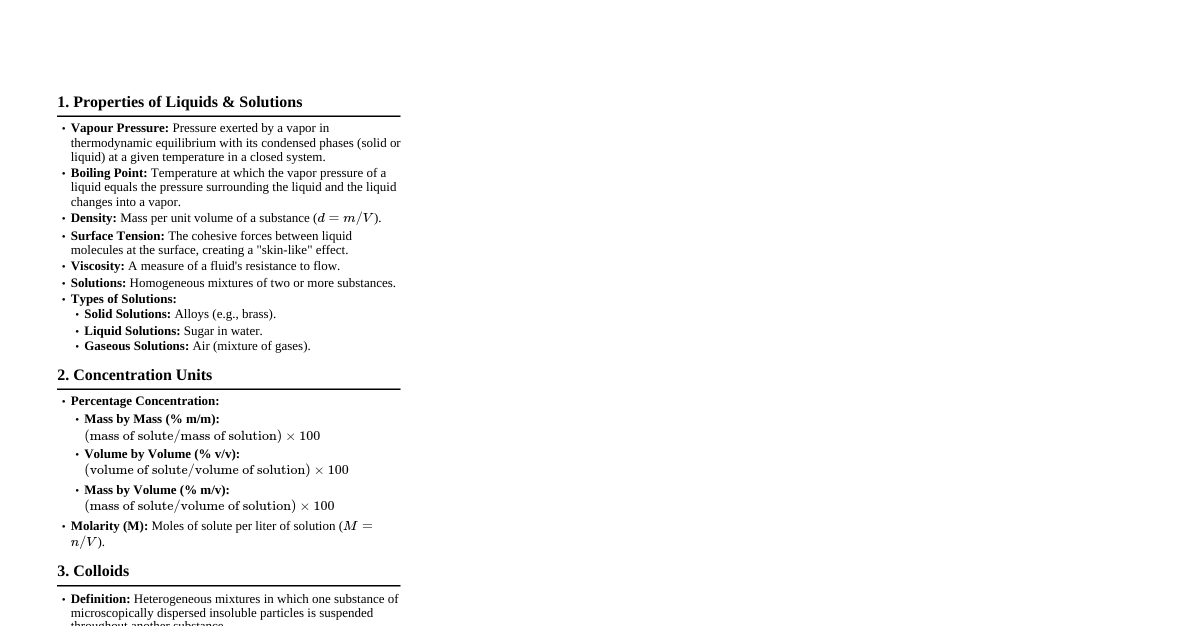Chemistry of Solutions Basics