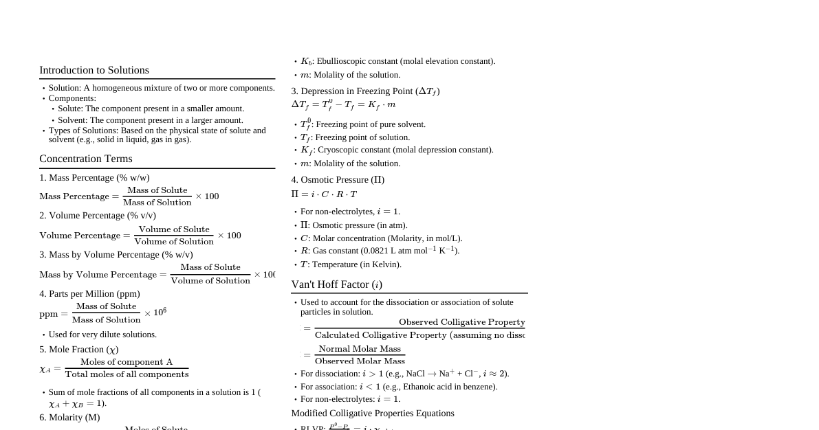 Class 11 Chemistry: Solutions