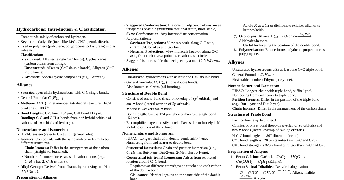 Hydrocarbons Class 11