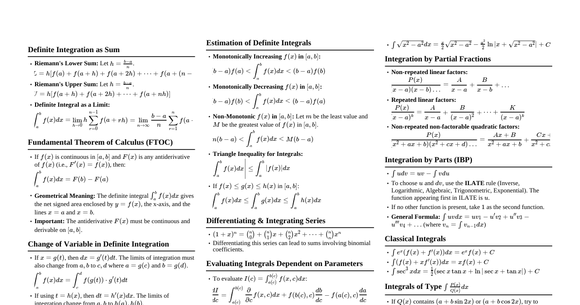 Integration Cheatsheet