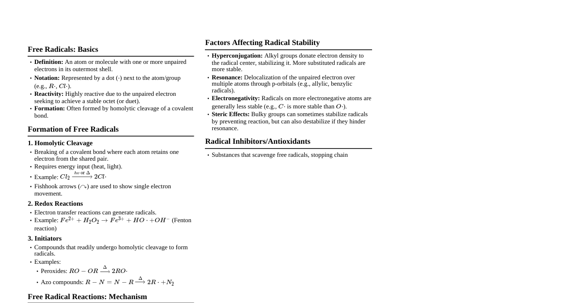 Free Radical Chemistry