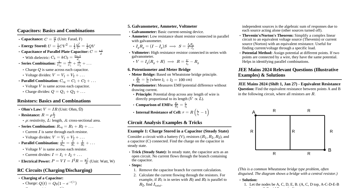 Capacitors & Resistance: JEE Mains