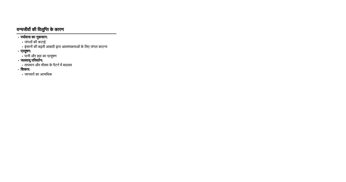 वन्यजीवों की विलुप्ति के कारण