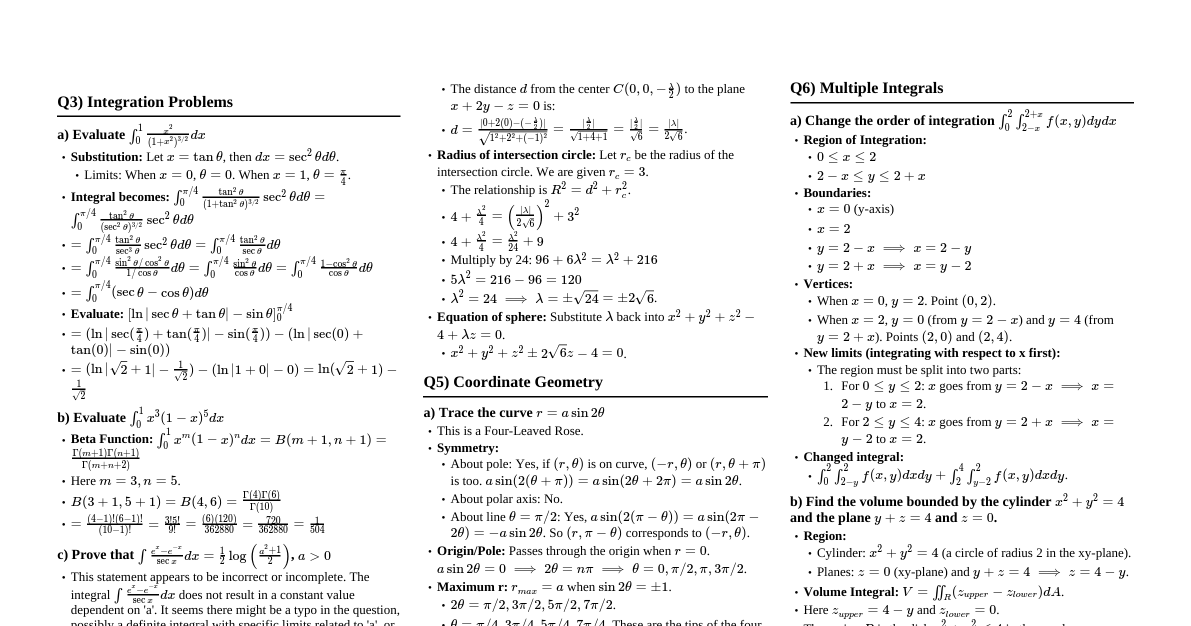 Calculus & Geometry Cheatsheet