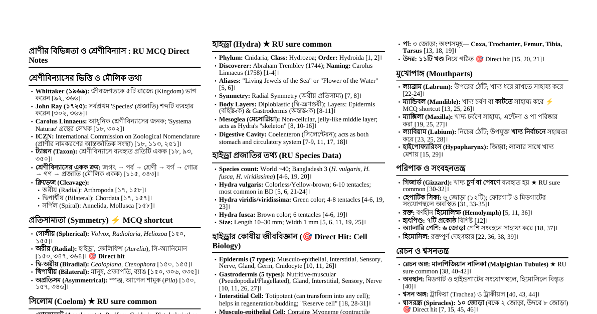 প্রাণীর বিভিন্নতা ও শ্রেণীবিন্যাস