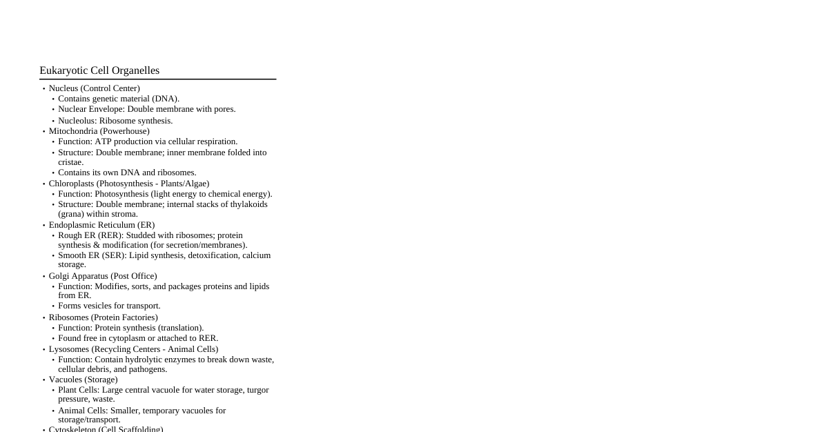 Eukaryotic Cell & Biomolecules