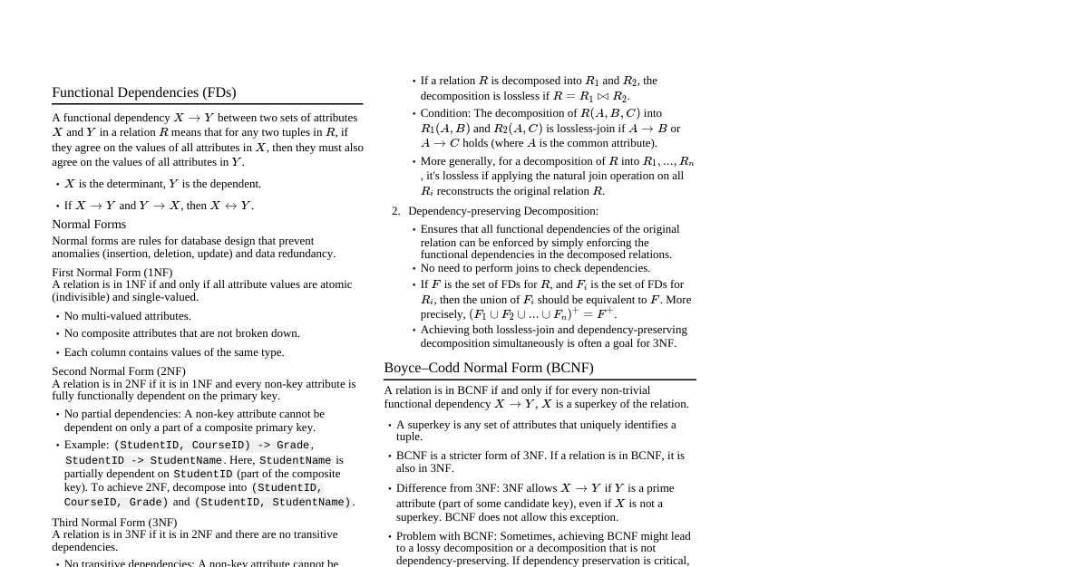 Relational Database Cheatsheet