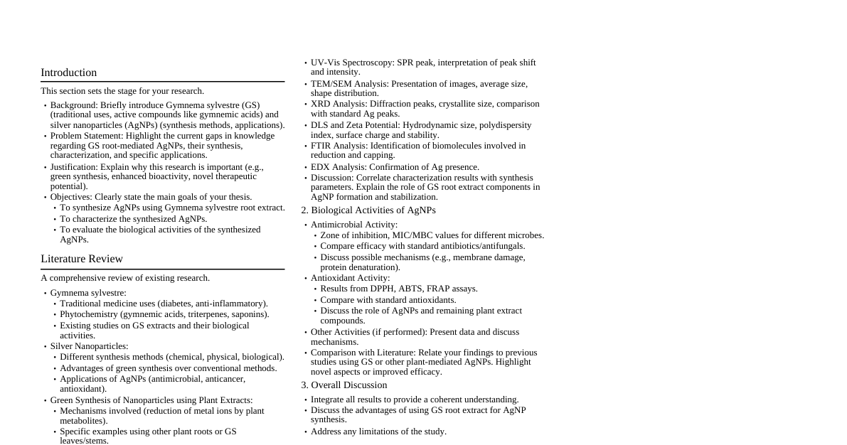 Gymnema Sylvestre AgNPs Thesis