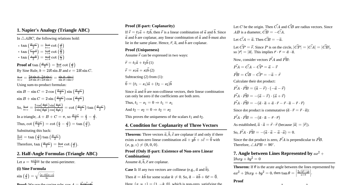 Maharashtra HSC Board Maths Theorems