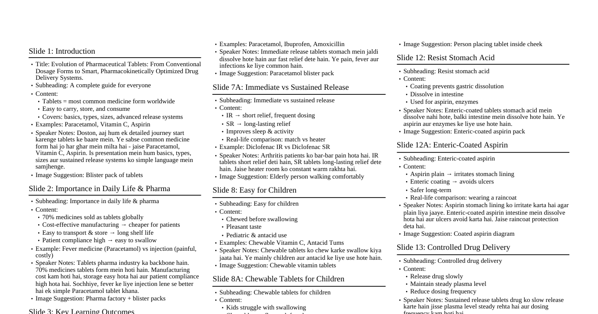 Pharmaceutical Tablets Evoluti