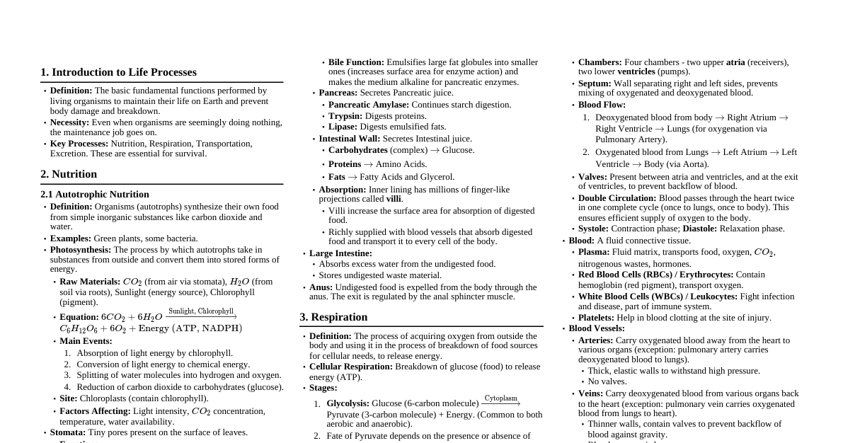 Life Processes Class 10