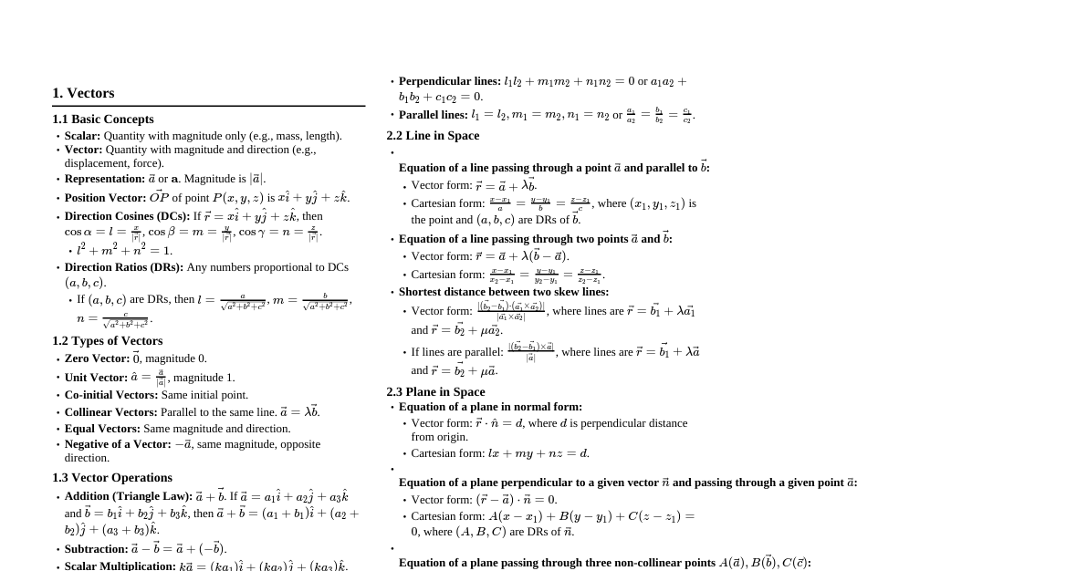 Vector & 3D Geometry Class 12