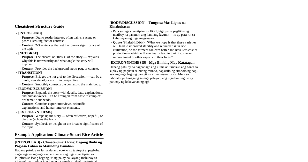 Climate-Smart Rice Cheatsheet