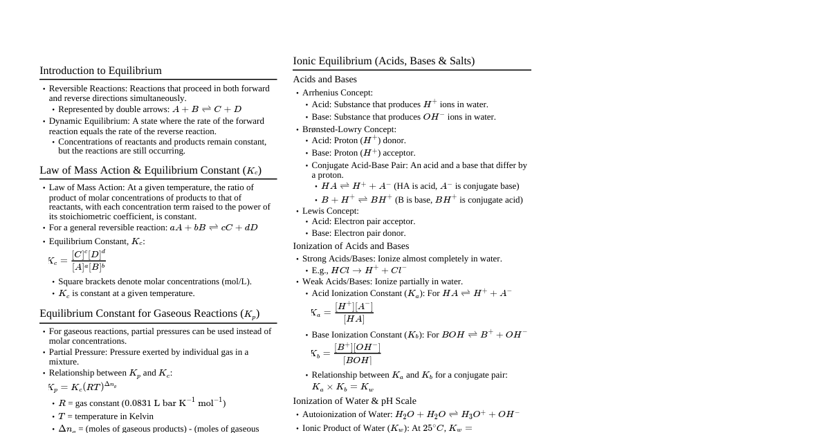 Chemistry: Equilibrium
