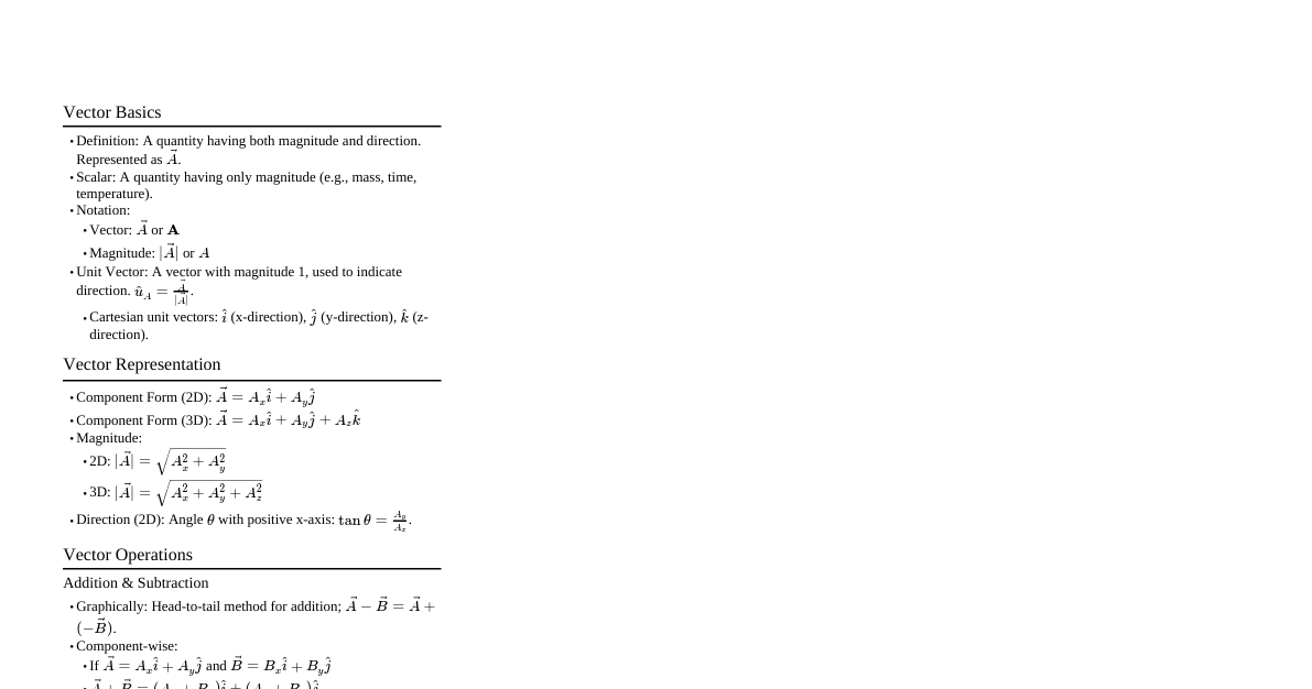 Vector Physics Cheat Sheet