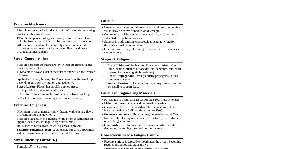 Engineering Materials I - Fracture & Fat