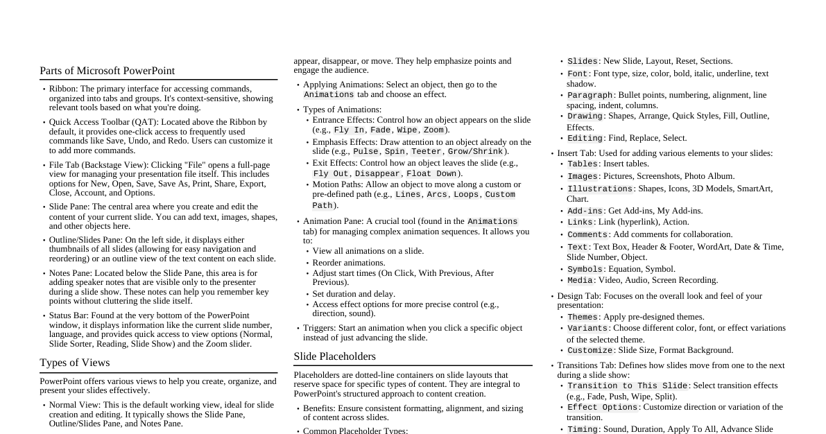 Microsoft PowerPoint Cheatshee