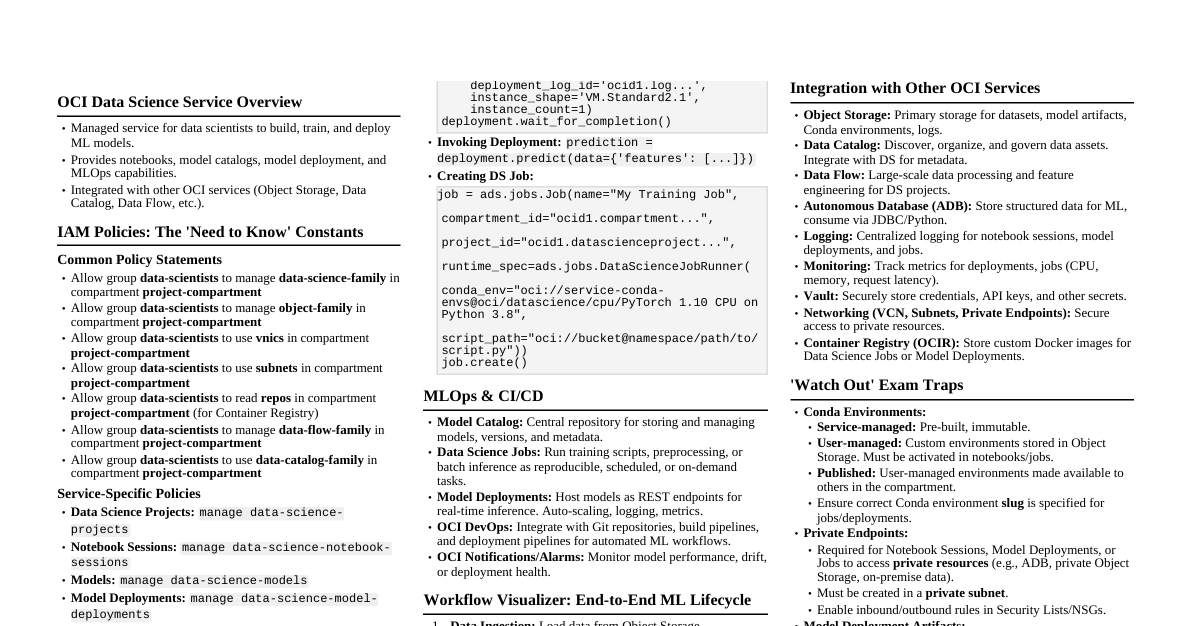 OCI Data Science 1Z0-1110-25 Cheat Sheet