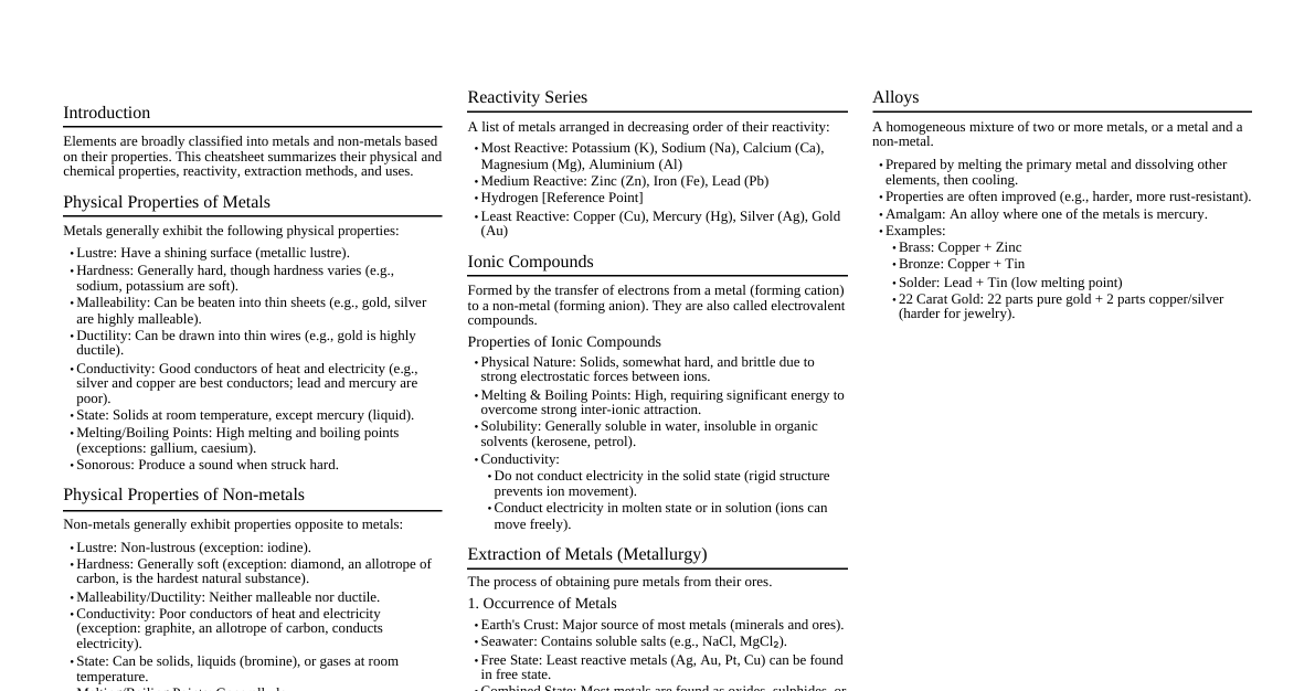 Metals and Non-metals