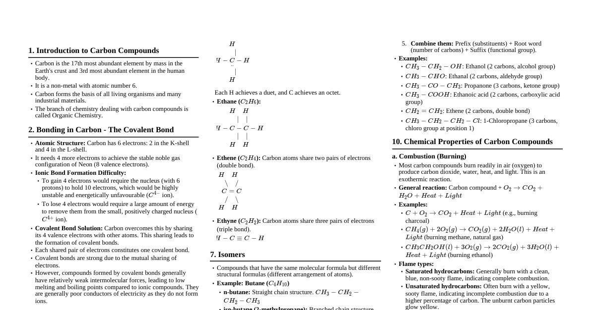 Carbon Compounds Class 10 NCERT