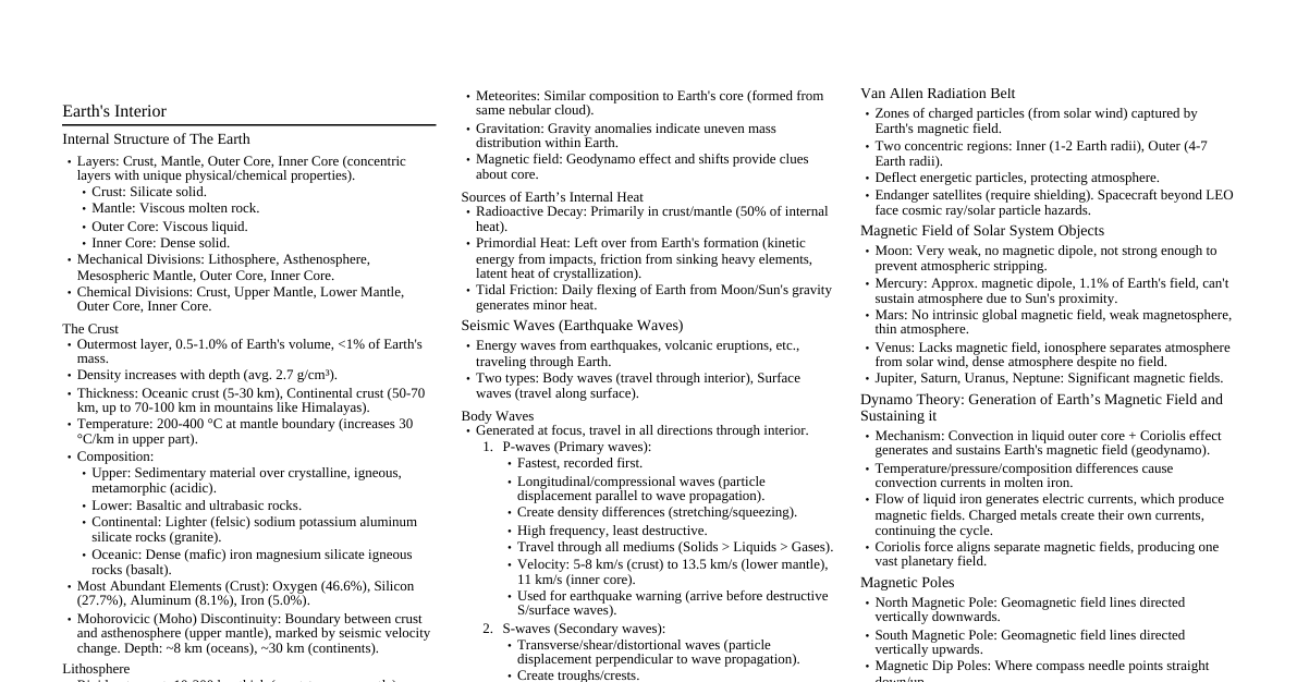 Geomorphology Cheatsheet