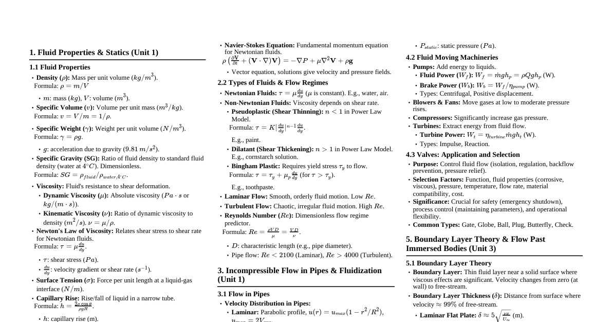 Fluid Mechanics (Chemical Eng.)
