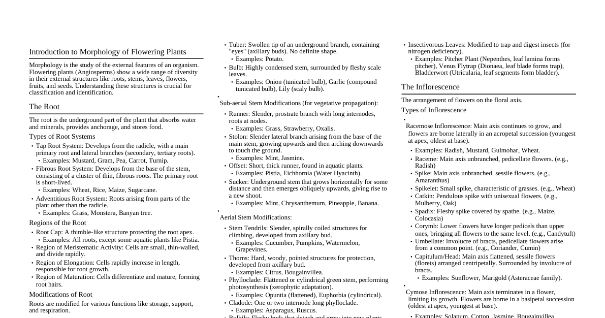 Morphology of Flowering Plants