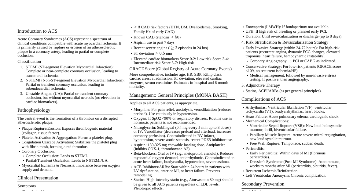 Acute Coronary Syndromes (ACS)