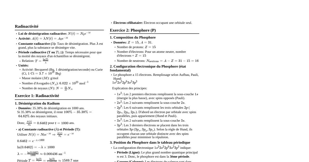 Radioactivité et Structure Atomique