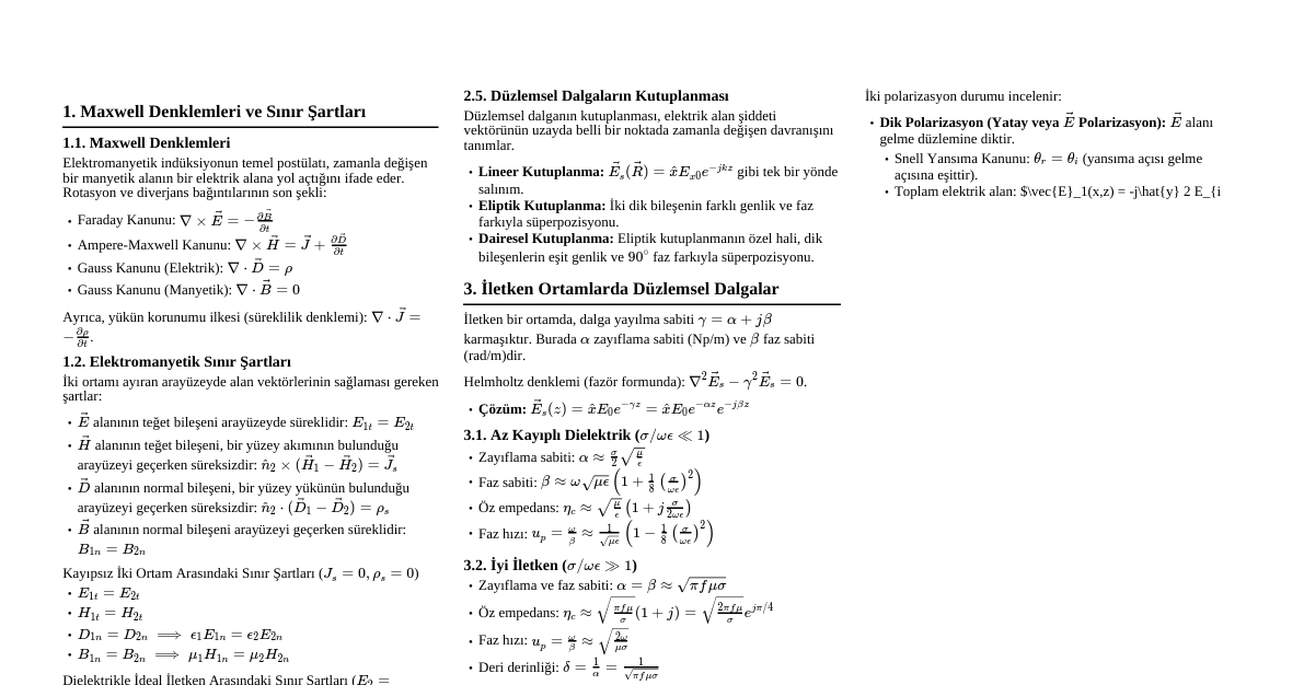 Elektromanyetik Dalga Teorisi