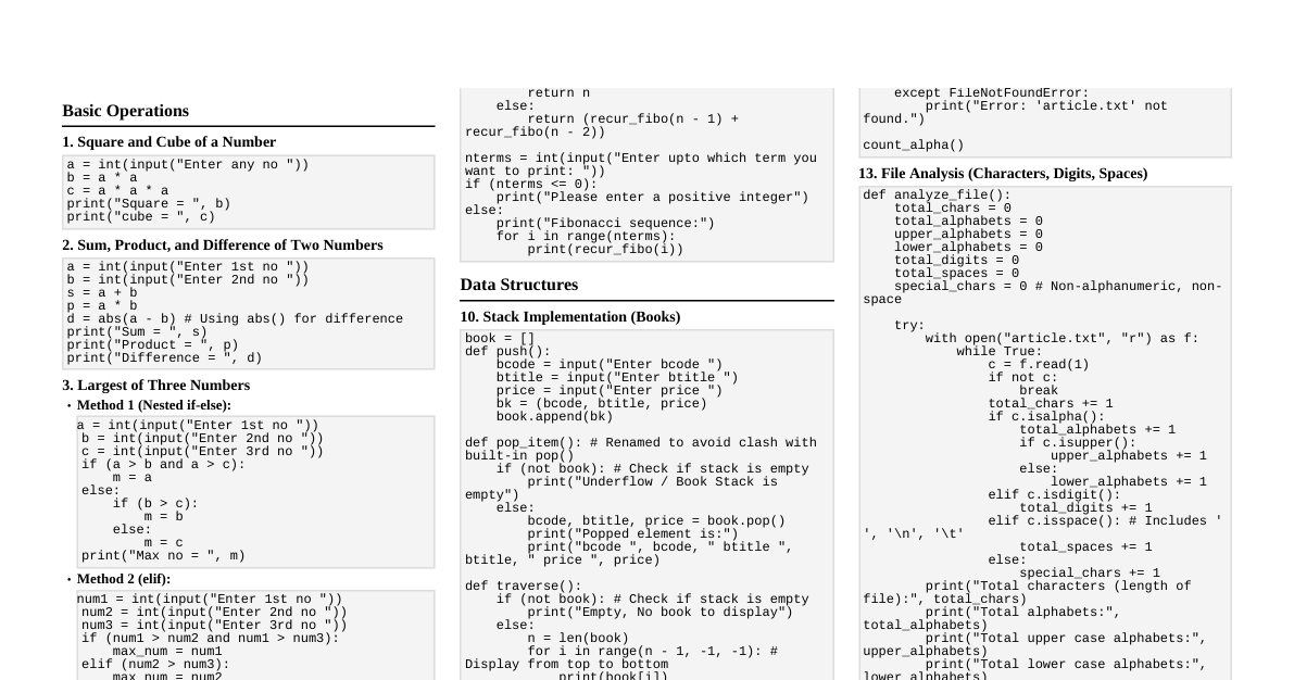 Python Fundamentals for Class 12 CS