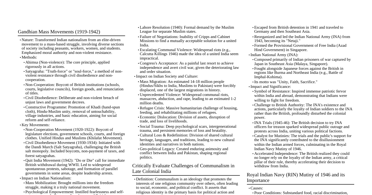 Indian History (1919-1947)