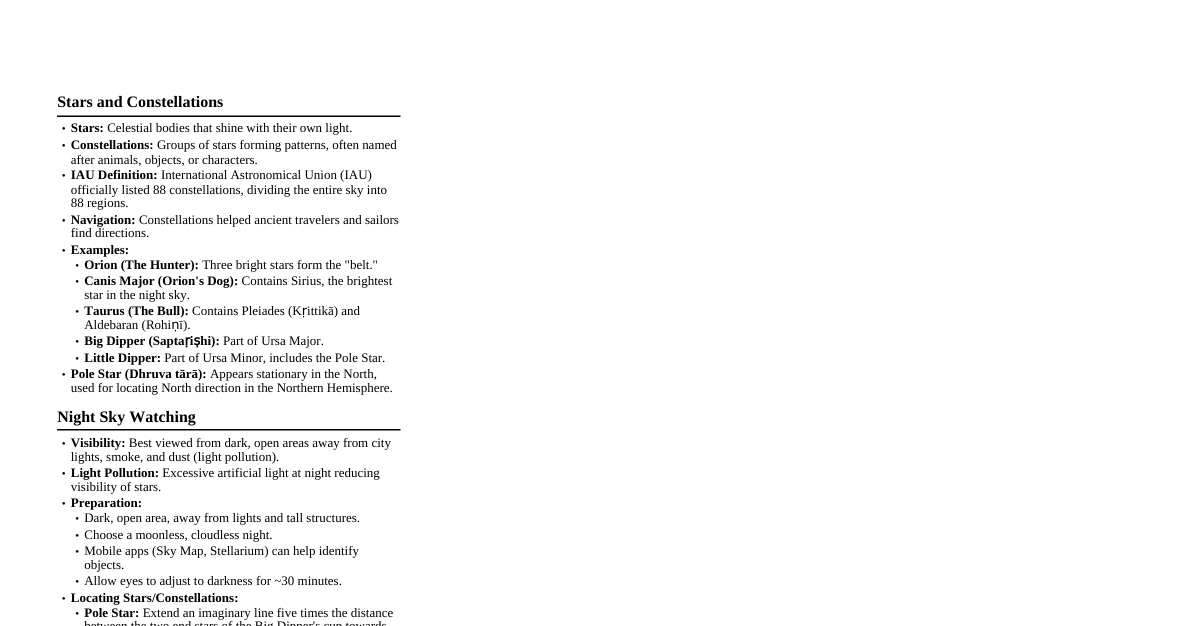 Beyond Earth: Stars and Solar System