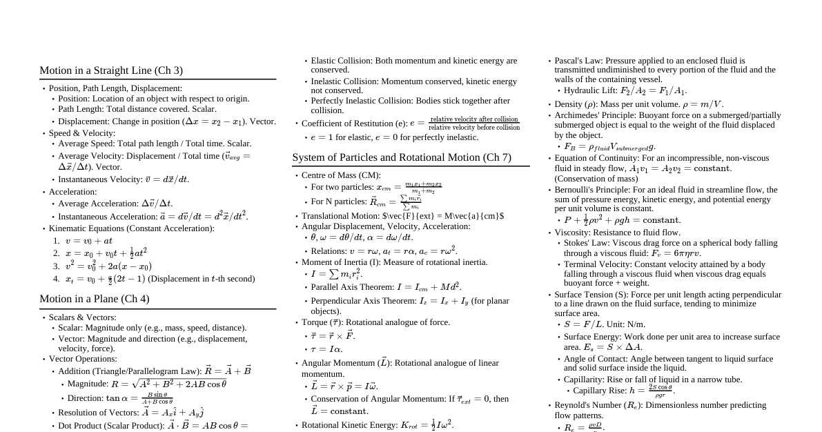 Class 11 NCERT Physics (Ch 3-1