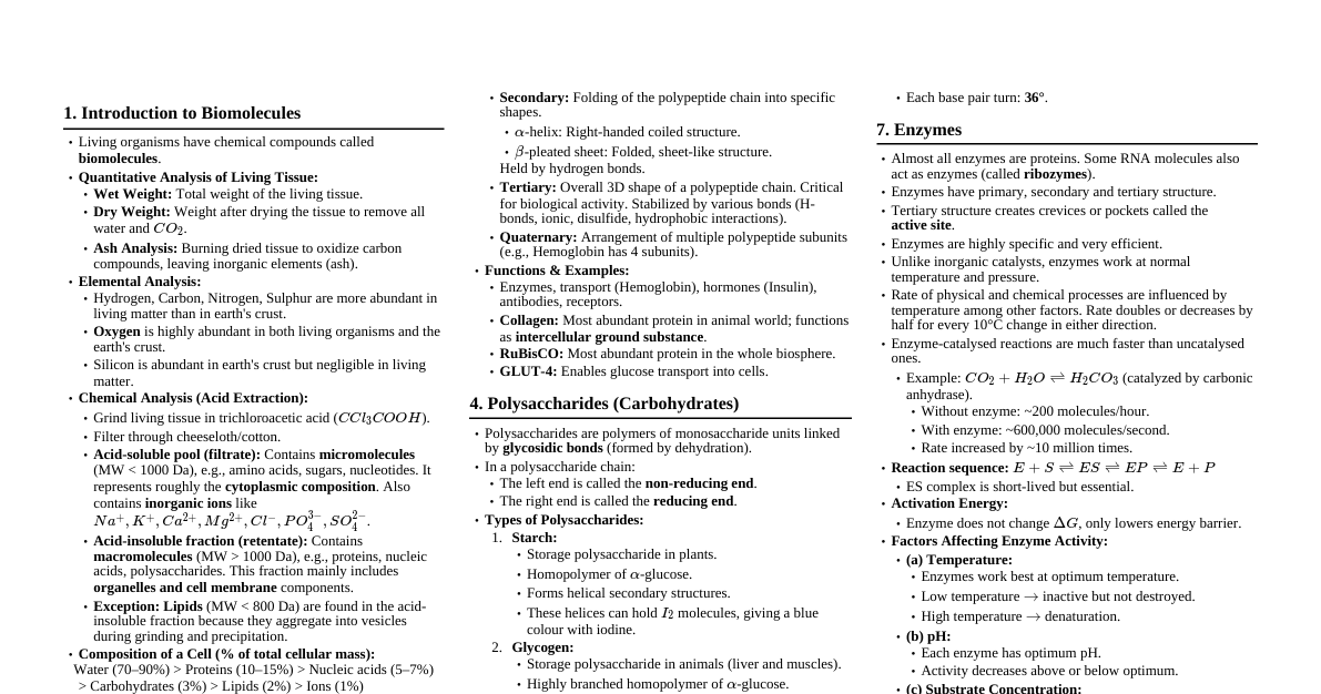 Biomolecules (NEET Class 11)