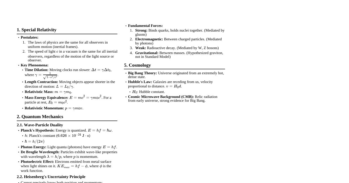Modern Physics Concepts