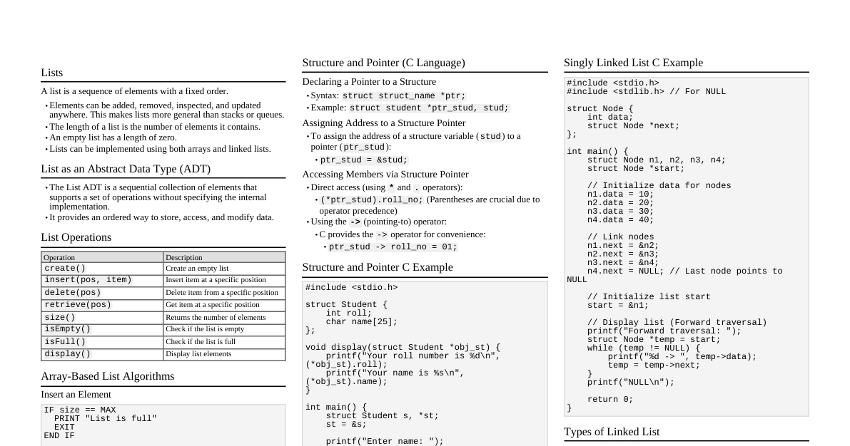 Data Structures: Lists