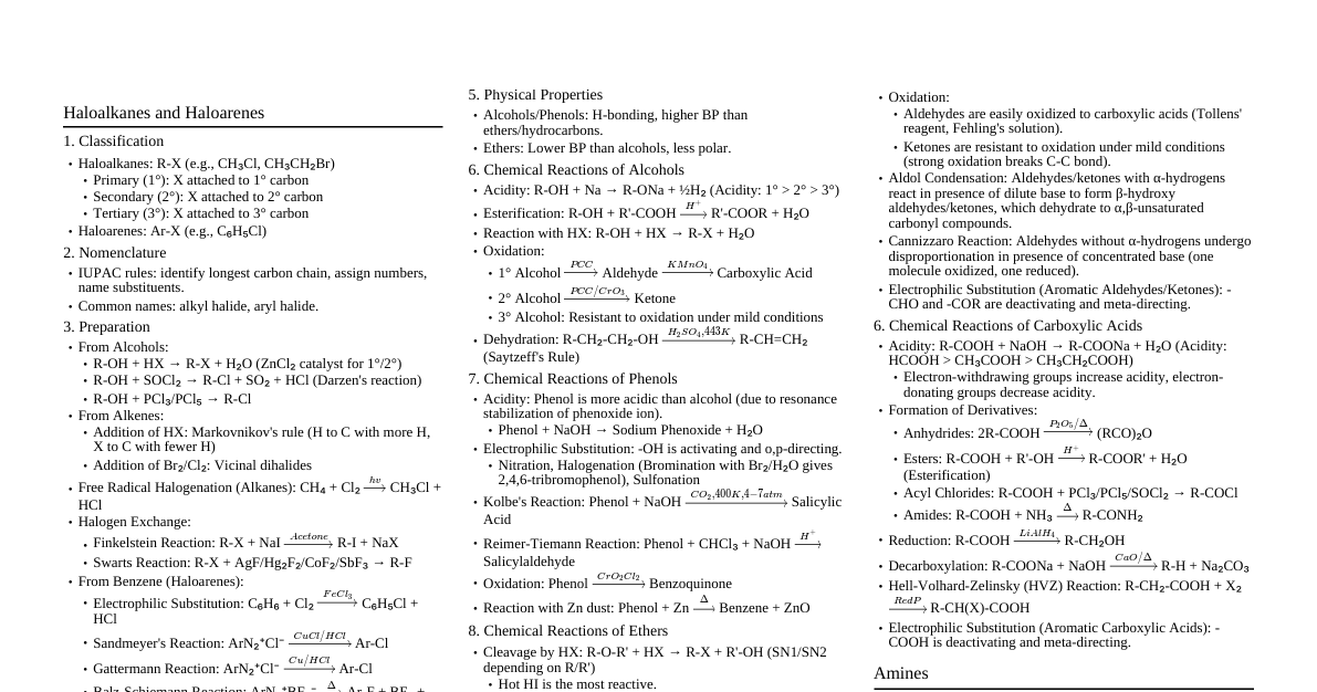 Class 12 Organic Chemistry