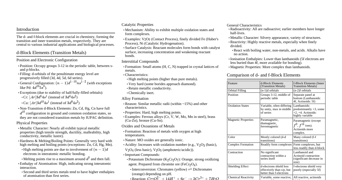 d- and f-Block Elements