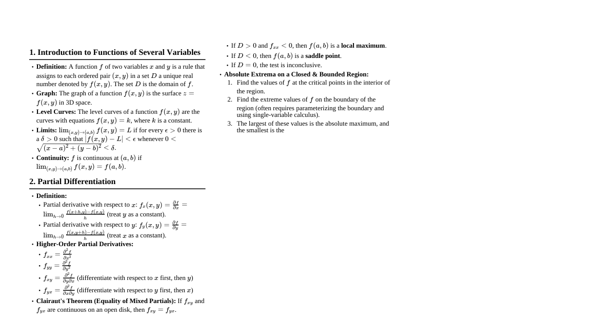 Multivariate Calculus Essentials