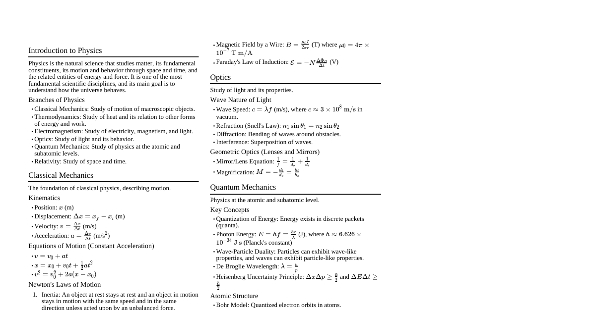Physics from Zero to Advanced