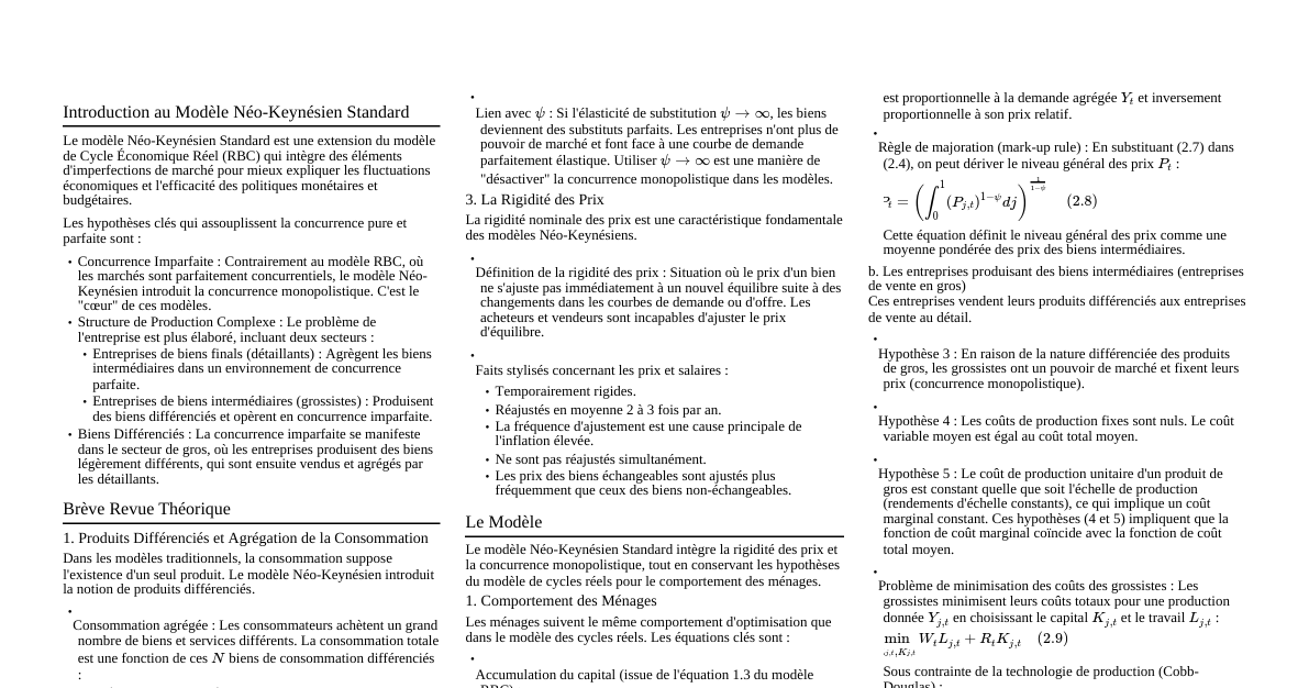 Modèle Néo-Keynésien Standard