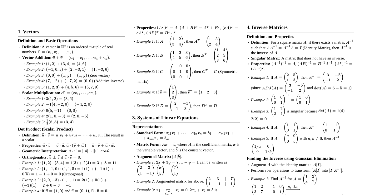 Linear Algebra 1 Essentials