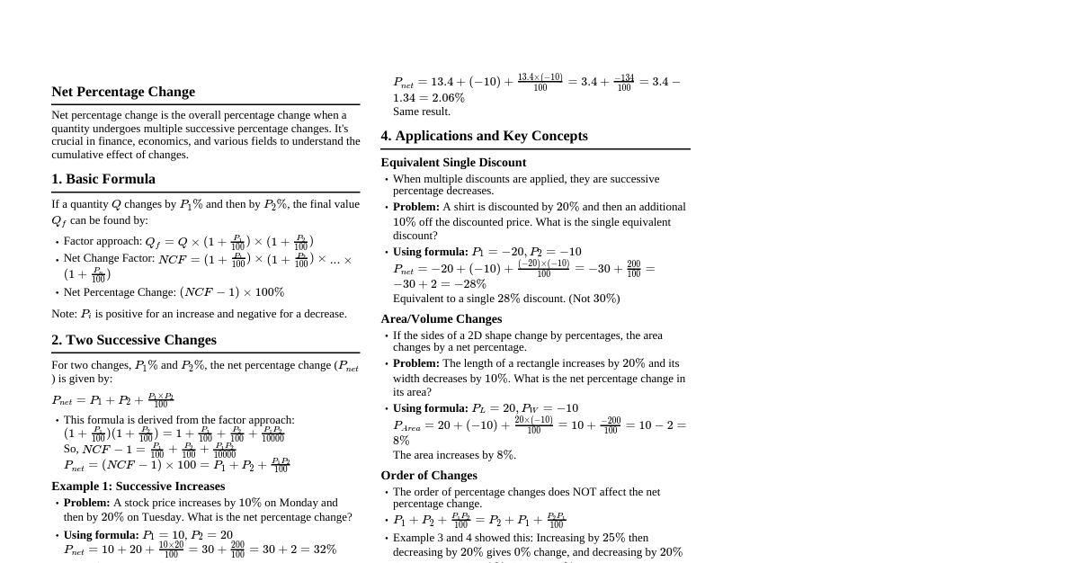 Net Percentage Change