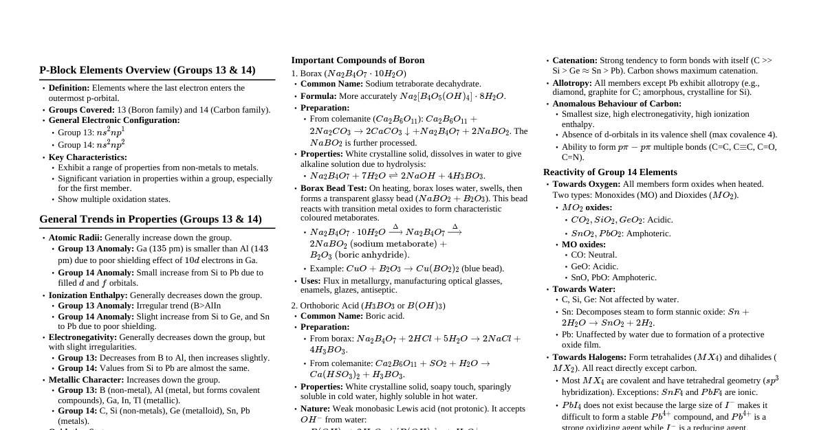 P-Block Elements Essentials