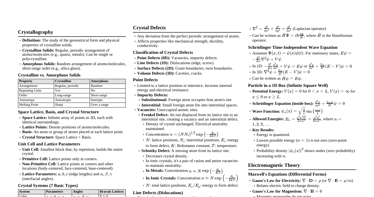 Engineering Physics Cheatsheet