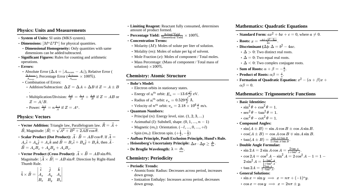 JEE Mains Physics, Chemistry, Math