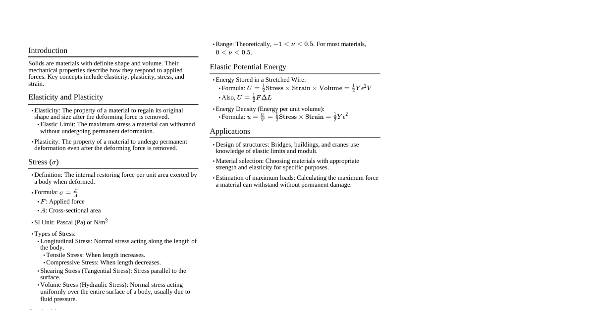 Mechanical Properties of Solid